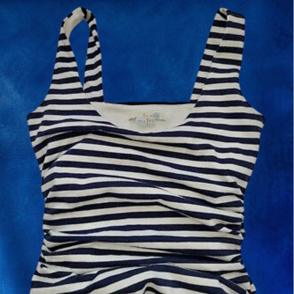 Boden Dress, ruched, Navy & White, striped bodycon, 6L - Picture 4 of 10